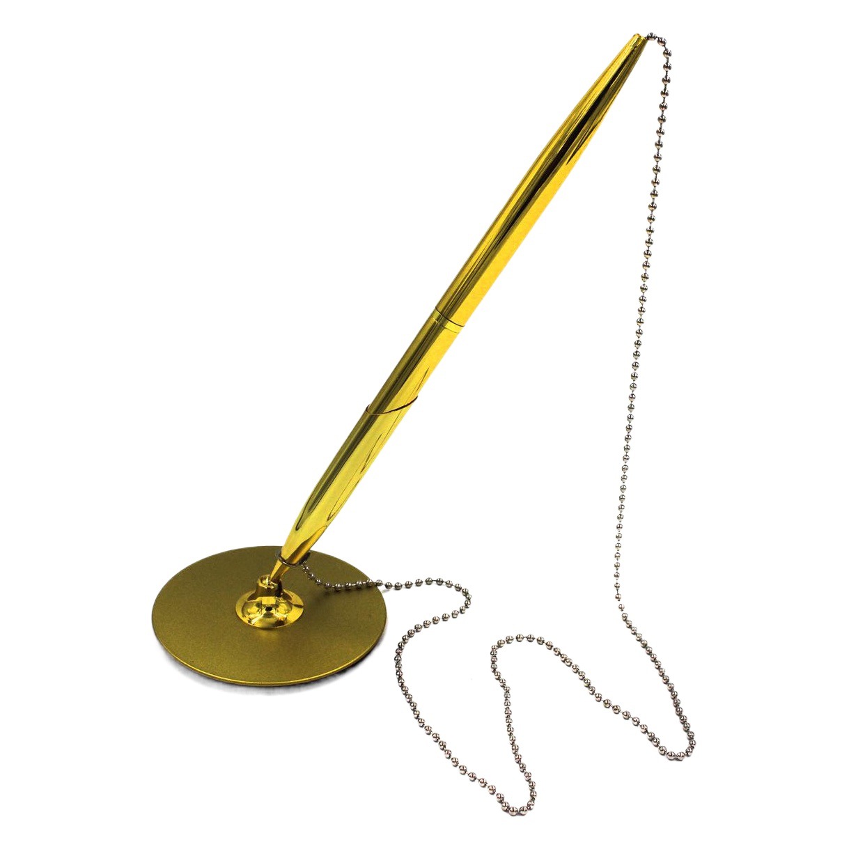Metal bead chain desk pen 360-degree rotating base suitable for office, bank counter and other places