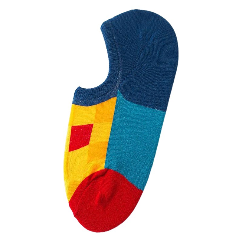 Socks European and American retro casual geometric pattern ladies cotton sweat-absorbent boat socks wholesale silicone non-slip invisible socks