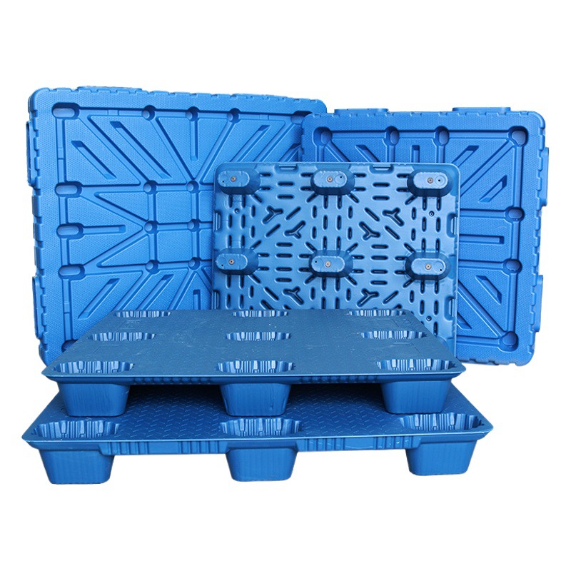 Lin Hui blow molding 1412 double-sided pallet forklift stacking logistics warehouse plastic shelf base plate heavy blow molding tray