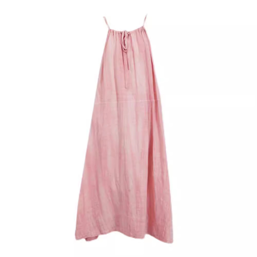 Picture of Pink Sling Long Dress Women's Summer New Seaside Vacation Beach dress Neck Design Niche Dress
