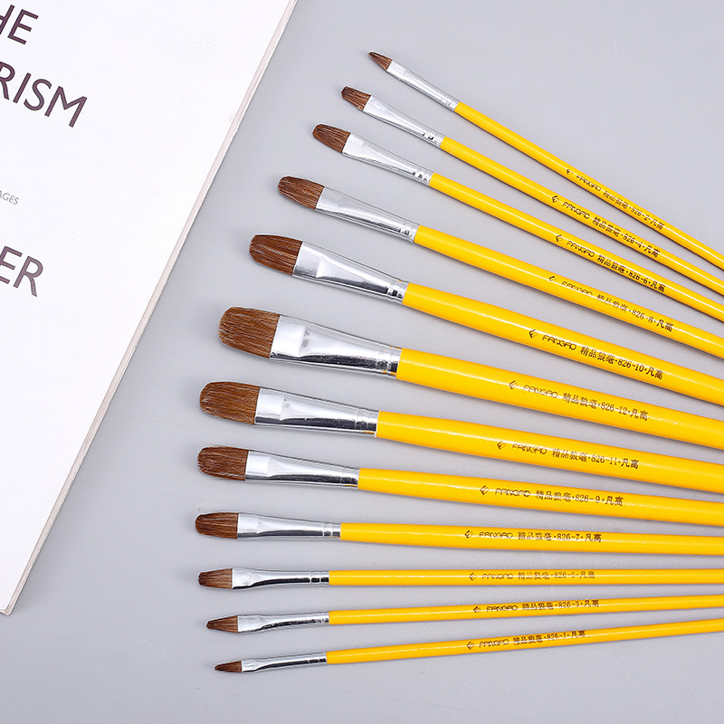 Picture of Wolf brush oil brush 6 sets of watercolor acrylic flat brush art painting tools gouache paint brush