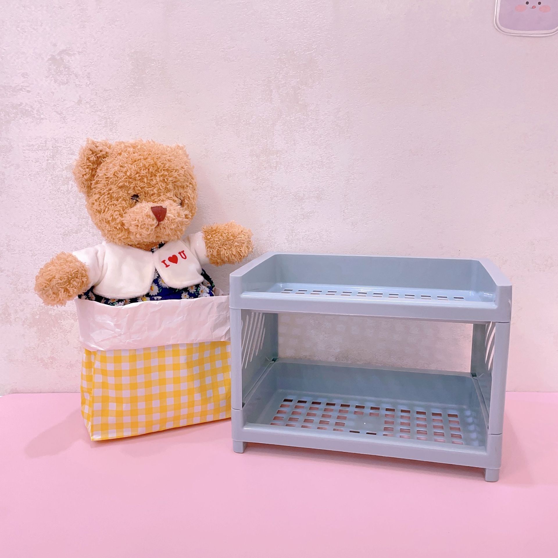 Picture of ins Desktop Storage Rack Household Bedroom Cosmetic Storage Rack Multi-Layer Student Dormitory Desk Filing Rack