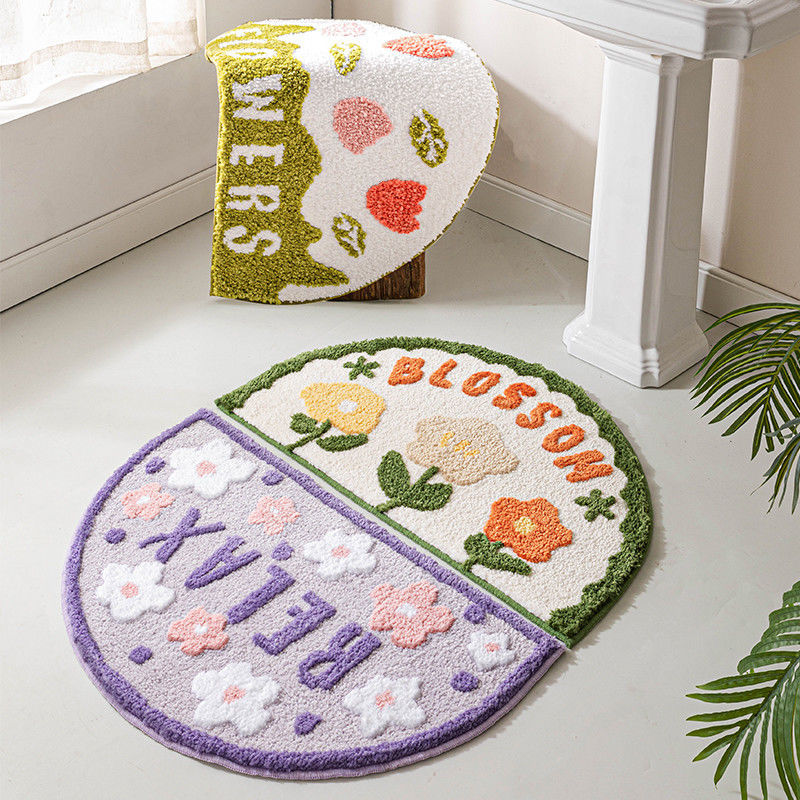 ins Simple Semicircle Absorbent Bathroom Mat Thickened Non-Slip Carpet Toilet Toilet Toilet Door Mat