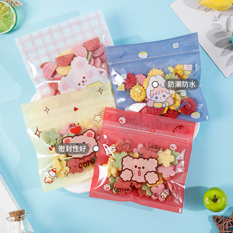 Cute cartoon zipper bag cookie cookie bag snowflake crisp packaging bag toffee fruit zipper sealed bag wholesale