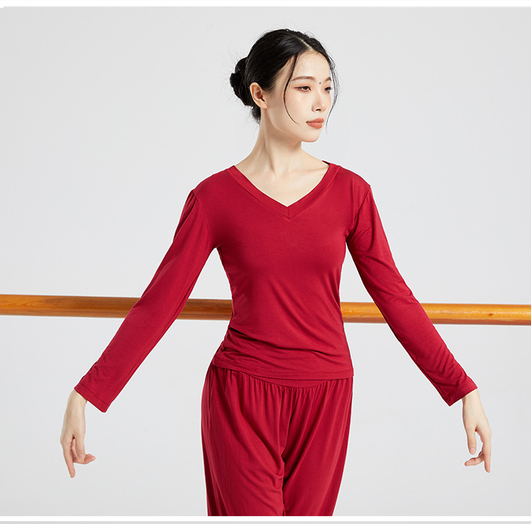 Picture of Yoga Clothing Women's New suit Women's Autumn and Winter Professional Body Training Clothing V-neck Modal Dance Women's Suit plus size