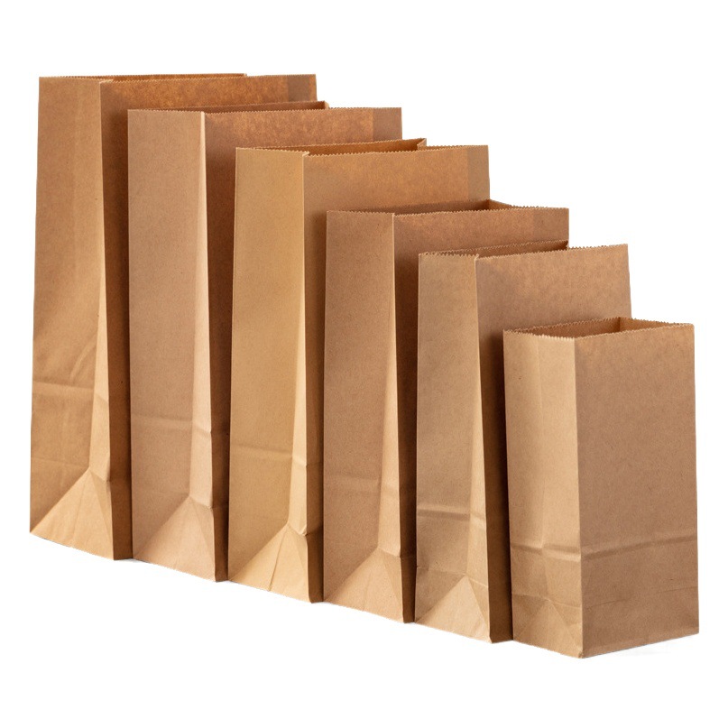 Spot kraft paper bag square bottom bag through plate plus printing oil-proof bread packaging bag disposable take-out packaging paper bag
