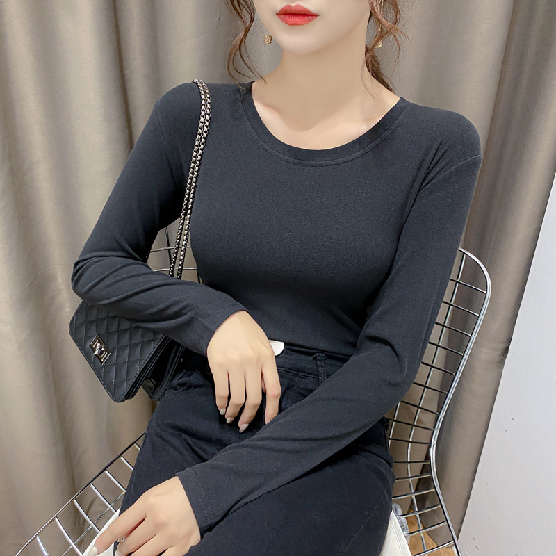 Picture of Base shirt de velvet warm clothing women's autumn and winter long sleeve heating round neck top women's slim fit women's clothing live wholesale