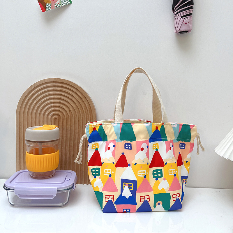 Cute Cartoon Lunch Box Handbag Waterproof Office Handbag High Color Value with Rice Treasure Cute Contrast Large Capacity Bucket