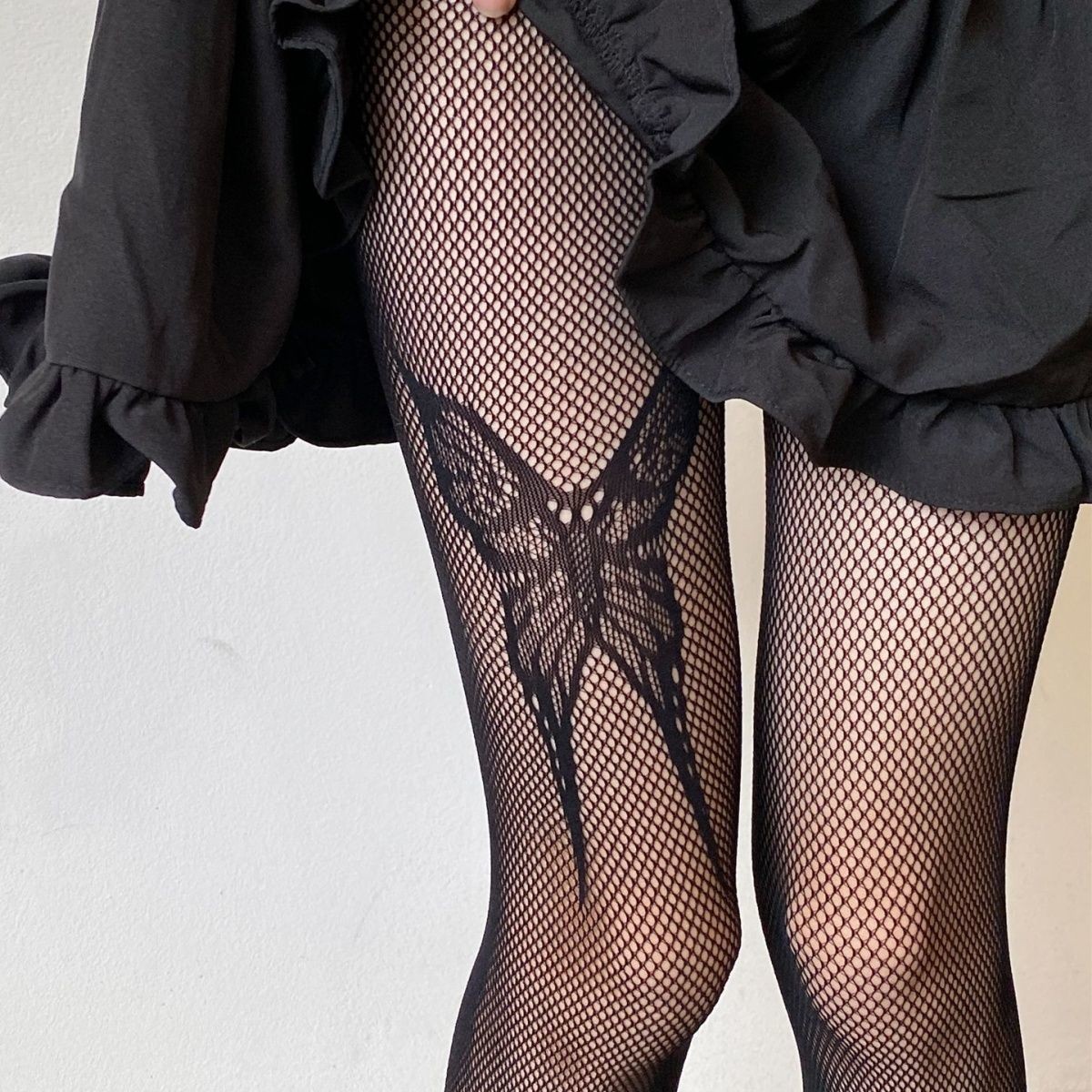 Japanese Style Black Fishnet Stockings Sexy JK Black Silk Stockings Women Thin Hot Girls Pure Desire Thigh Butterfly Tattoo Pantyhose