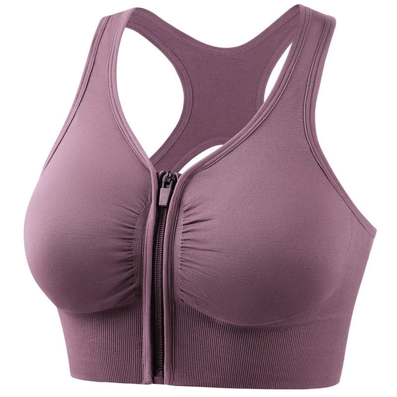 Picture of Shockproof Push-up Large Size Running Yoga Fitness Sports Bra Hollow Beauty Back Front Zipper Sports Underwear for Women