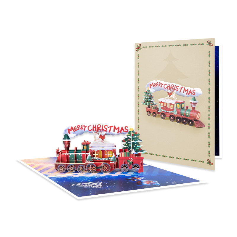 Picture of New Creative Amazon Cross-Border 3D Greeting Card Holiday Greetings Handmade Card Color Printed Christmas Lettering