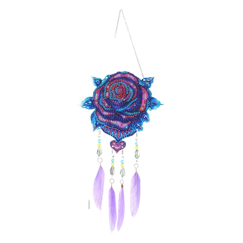 1pc sticking diamond stone painting catch landscape rose pattern DIY wind chimes crafts acrylic double-sided painting