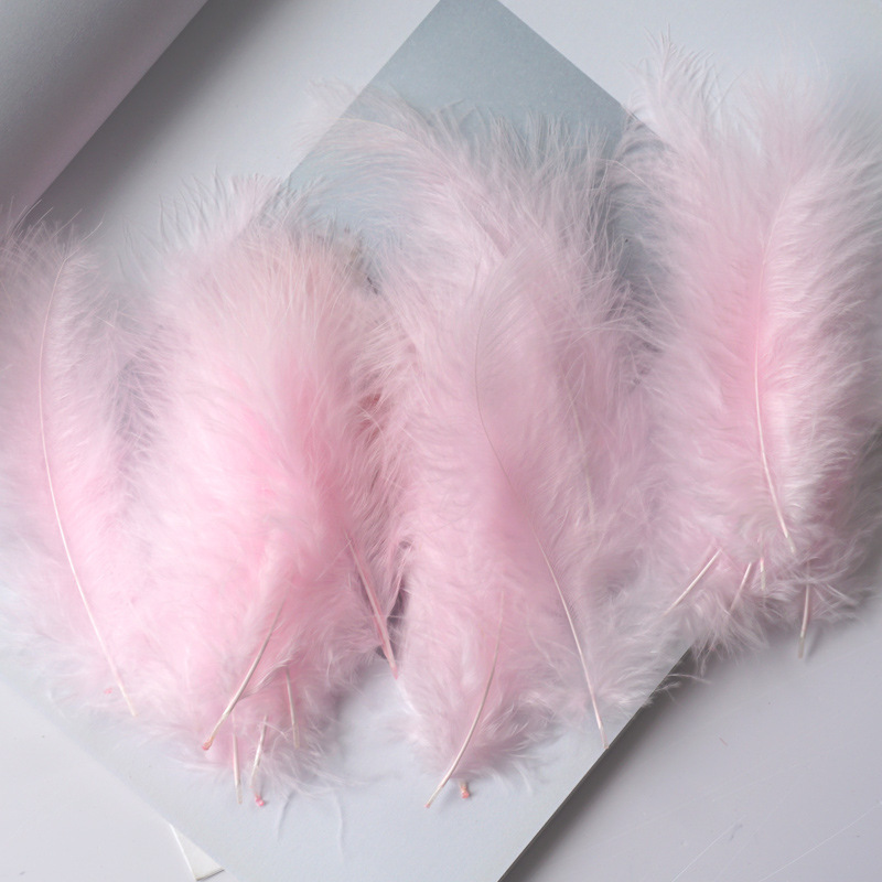 Picture of Feather Decoration Colorful Turkey Hair Pointed Tail Velvet Dream Catcher Material Wave Ball Gift Box Filler Shooting Props