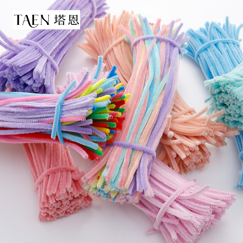 Macaron color wool root wool twist stick plush children's day creative gift handmade DIY floral florist material