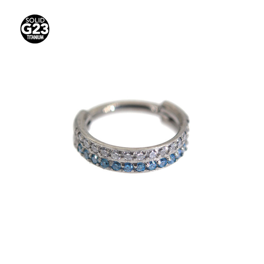 Picture of F136 titanium alloy 16G double drill nose ring earrings earrings closed ring puncture jewelry wholesale 2024 new