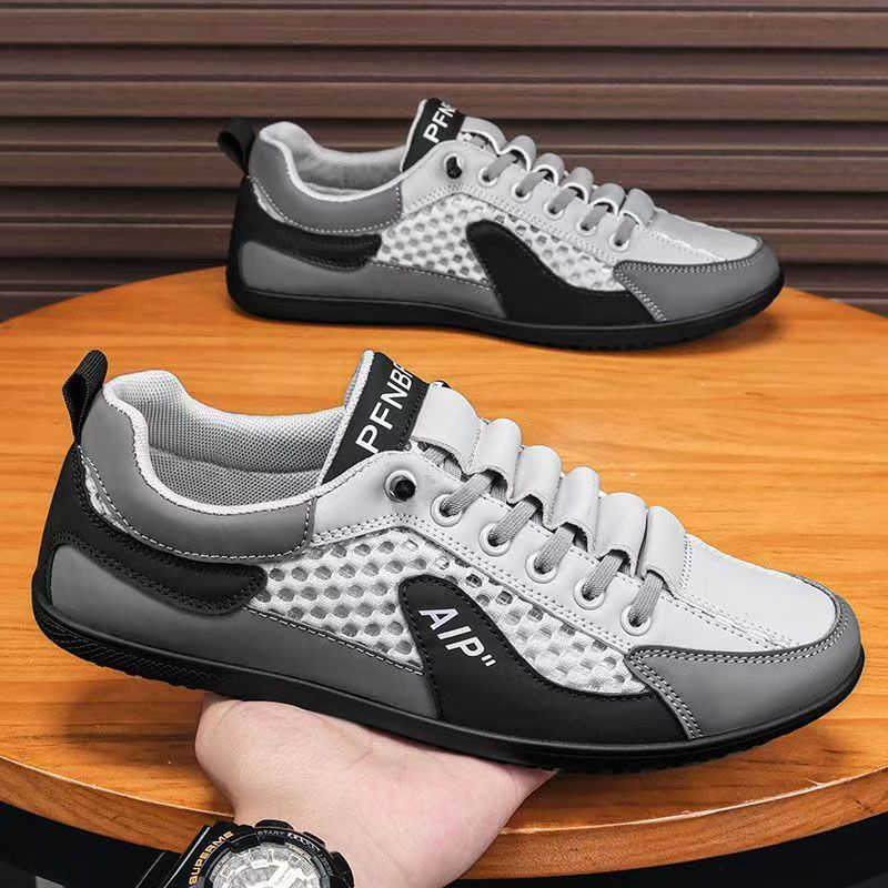 Men's Slip-on Shoes Summer Mesh Breathable All-match Casual White Sneakers Teenager Sports Soft Sole Breathable Trendy Shoes