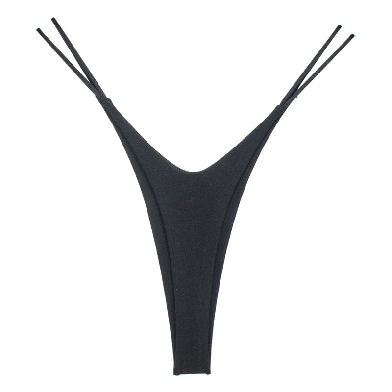 2023 new sexy high slit thong cotton women's double-layer bikini style underwear European and American sexy thin strap