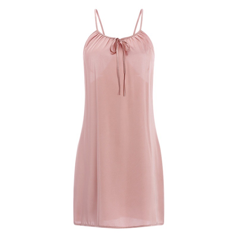 Guiruo sexy pajamas temptation European and American backless skirt silky satin comfortable breathable home suit 2263