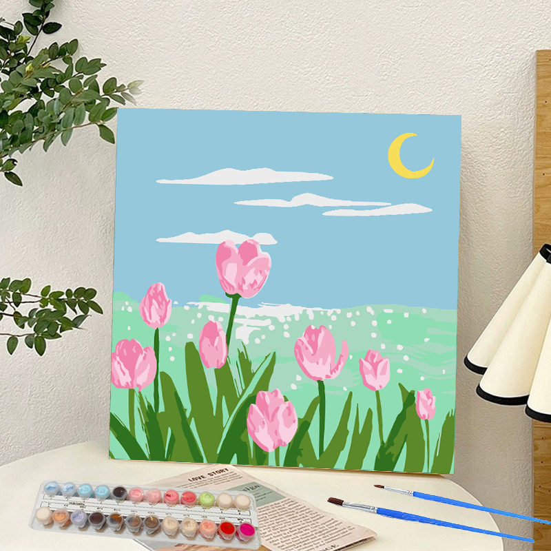 Picture of Digital oil painting landscape Dafen village hand-painted mathematical oil painting coloring painting oil painting flowers flower oil painting wholesale