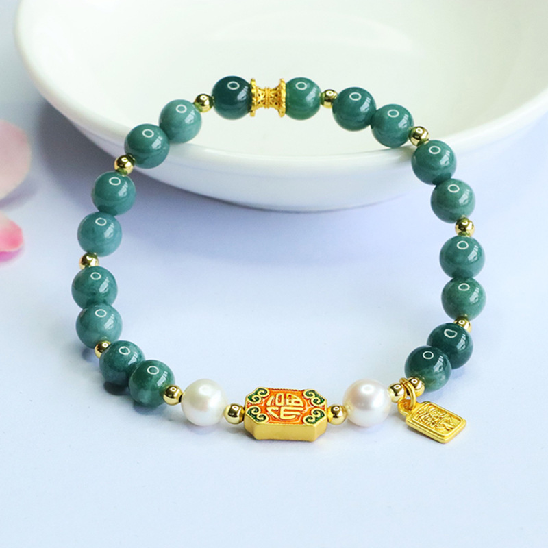 Xinyu natural A goods jade blue water bracelet new Chinese bracelet live temple scenic spot wholesale FC5070607