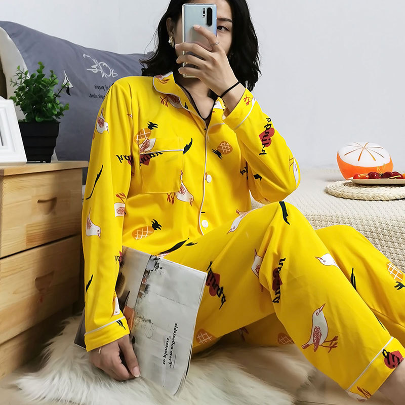 Picture of Japanese Pajamas Women's Spring and Autumn Long Sleeve Cardigan Cute Printed Radish Student Home Clothes suit Cross-border Southeast Asia