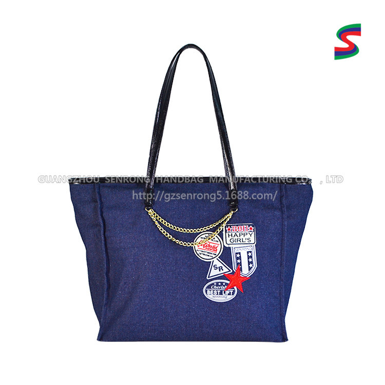 Cartoon Cotton Printed Canvas Bag, Silk-Screened Cotton and Linen Shopping Bag, Denim Tote Bag, Custom-Made Canvas Bag