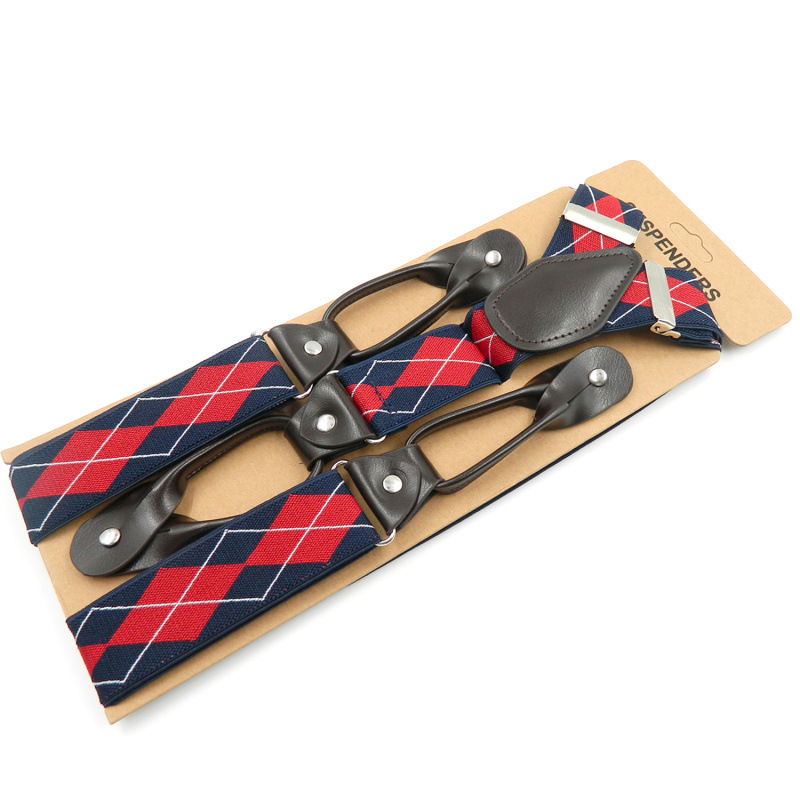 Picture of Cross-border supply adult men's leisure straps Y-shaped 6-clip elastic suspenders spot men suspenders