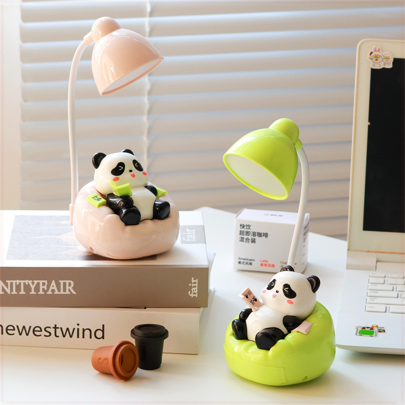 Led Desk Lamp Eye Protection Desk Homework Student Study Bedroom Bedside Rechargeable Dormitory Cartoon Sofa Panda