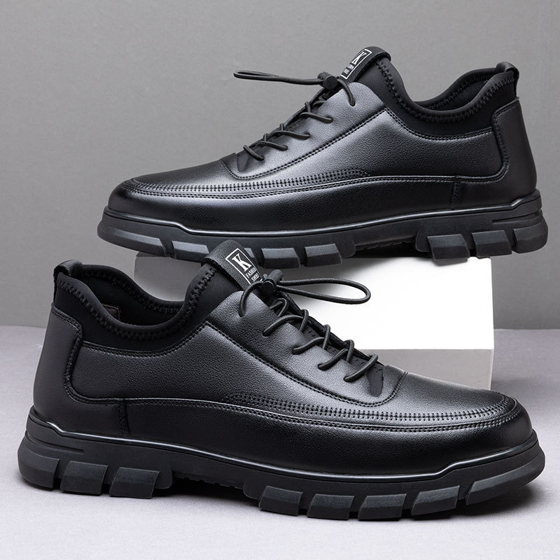 Cross-border Men's Leather Shoes Trendy Business Dress British Men's Leather Shoes Korean Fashionable Soft Sole Men's Casual Shoes