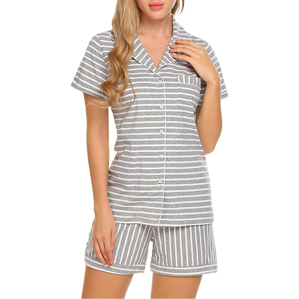 Cross-Border European and American Pajamas for Women Summer 2025 New Style Comfortable Casual Short-Sleeved Lapel Women's Home Set Two-Piece Set