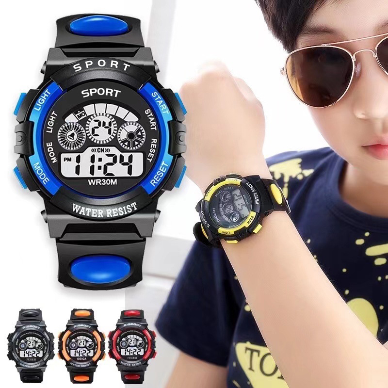 Cross-Border Children's Digital Display Electronic Watch Fashionable Men's Waterproof Luminous Sports Multi-Function Alarm Clock Timing Mechanical Watch Watch
