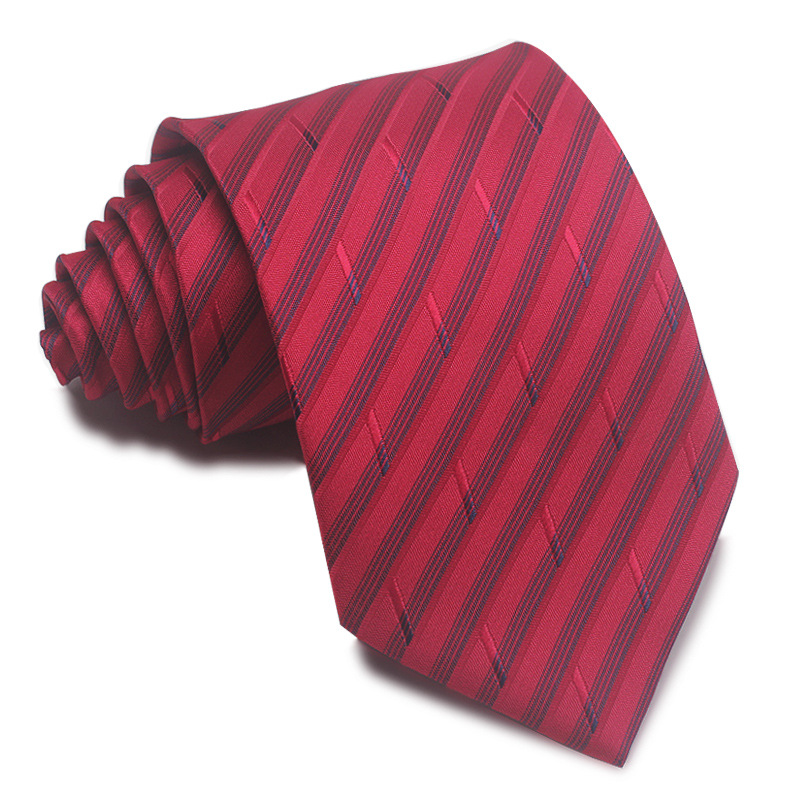 Picture of 25 New 8cm Polyester Jacquard Stripesd Tie 7cm Men's and Women's Business Formal Wear Casual High-End Red Black Blue