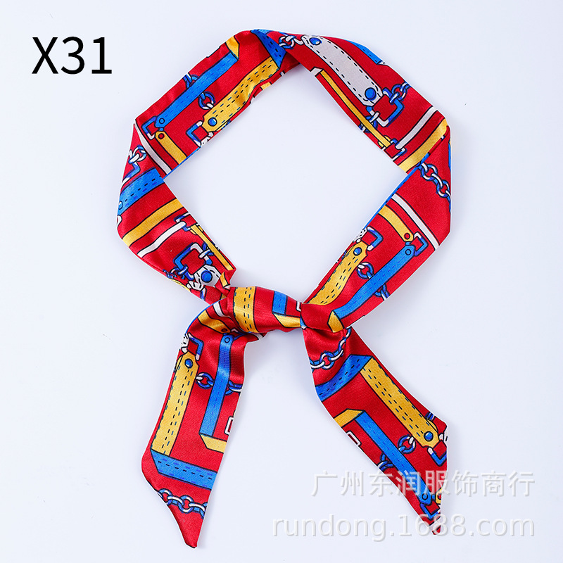 Picture of Silk Scarf Wholesale Long Beveled Small Silk Scarf Double-layer All-match Hair Belt Ribbon Decoration Tie Bag Hand Gift Box Silk Scarf