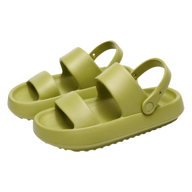 Stomp Feeling EVA Sandals One Shoes Two-Wearing Soft Sole Household Sandals Summer New Style Women's Thick Slippers with Heel