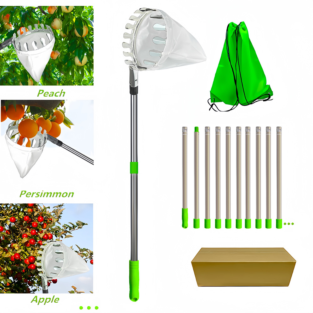 Picture of Removable fruit picker portable high-altitude telescopic rod fruit picker length adjustable stainless steel garden fruit picker