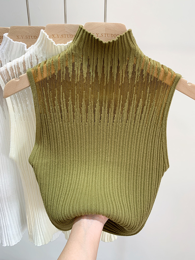 Sexy half turtleneck camisole women's summer undershirt outer knitted sweater sleeveless top 1688 wholesale