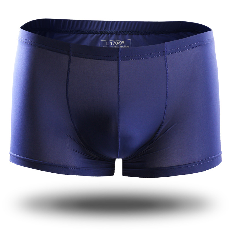 Picture of Youth Summer Men's Ice Silk Underwear One-piece Boxers Breathable Thin Sexy Transparent Boxer Underpants