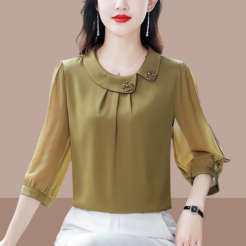 Fashionable Elegant Age-reducing Chiffon Top Women's Summer 2025 New Arrival Light Luxury French Niche Shirt