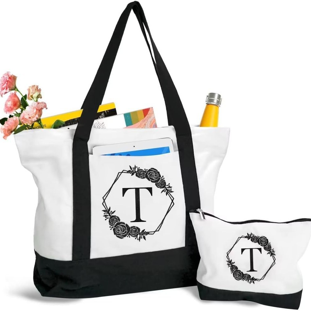 New Ladies Letter Handbag Custom Canvas Cosmetic Bag Personalized Birthday Gift Shoulder Satchel Bag Gift