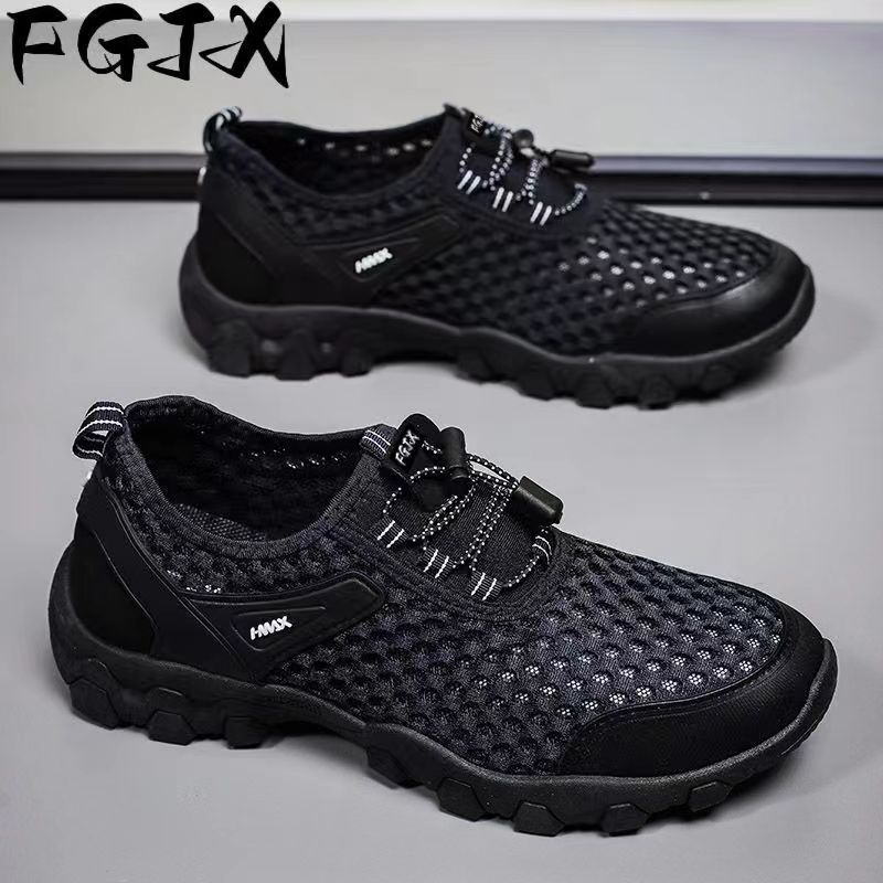 Wading Men's Shoes 2024 Spring and Summer Trendy Outdoor Sports Shoes Breathable Beach Shoes Hollow Casual Running Shoes Cross-Border
