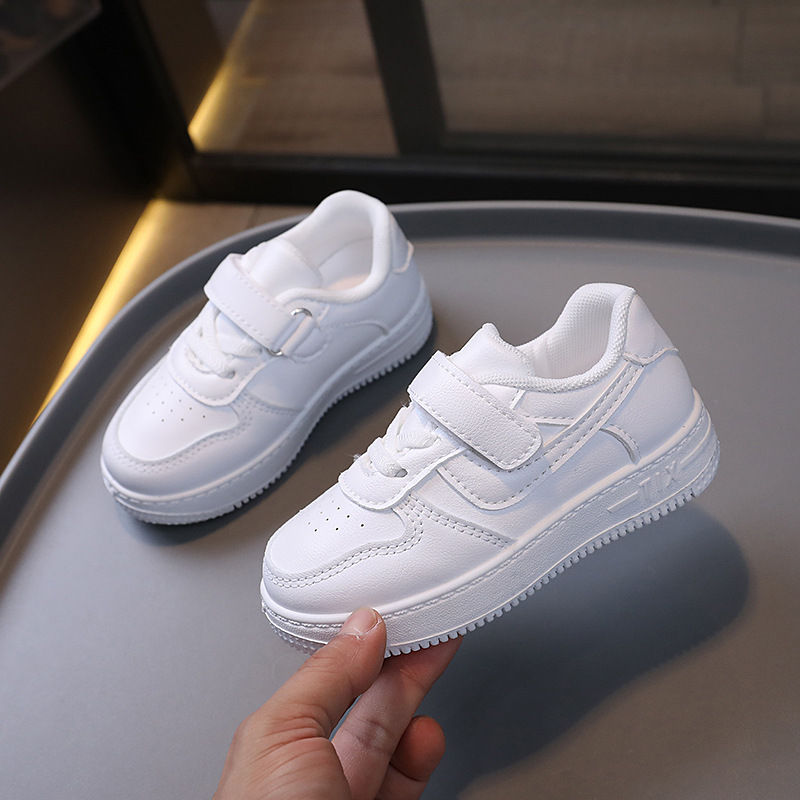 Picture of Children's White Shoes 2025 Spring & Fall Ultra-Light Boys' Sports Shoes Solid Sole Shoes Baby Girl Velcro Sneakers