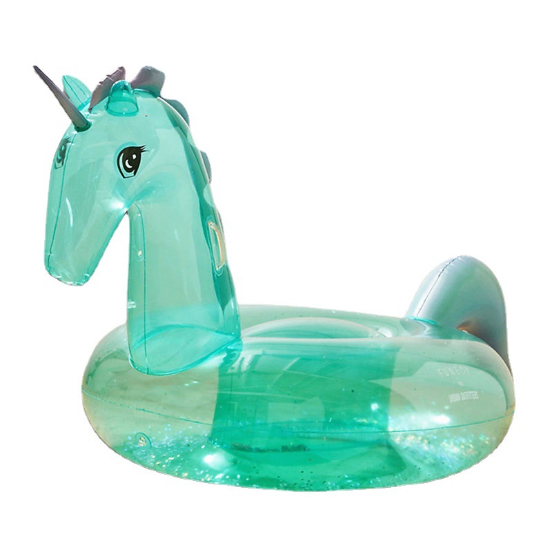 Picture of New Sequin Transparent Unicorn Mount Floating Row Cyber Celebrity ins Adult Inflatable Swimming Ring Recliner Swimming Ring Spot