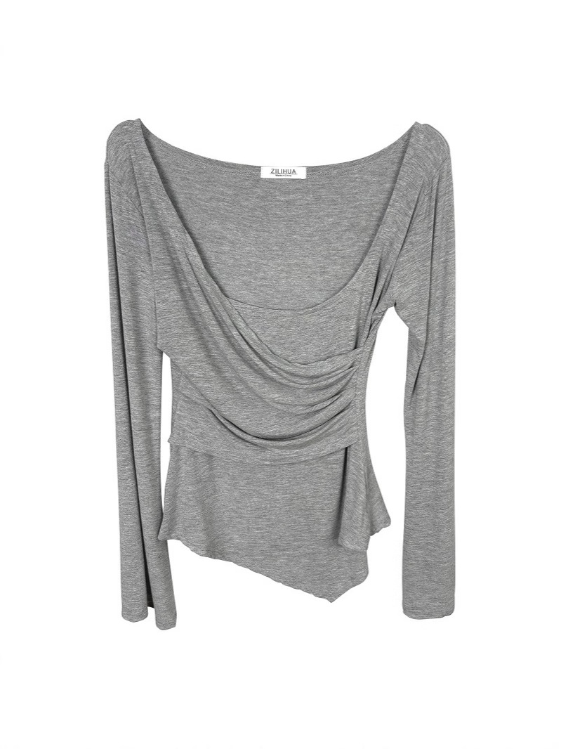 Picture of South Korea's Dongdaemun New Slim Fit Sexy Sexy Feminine Cross V Neck Waist Long-Sleeved T-Shirt Top Trendy