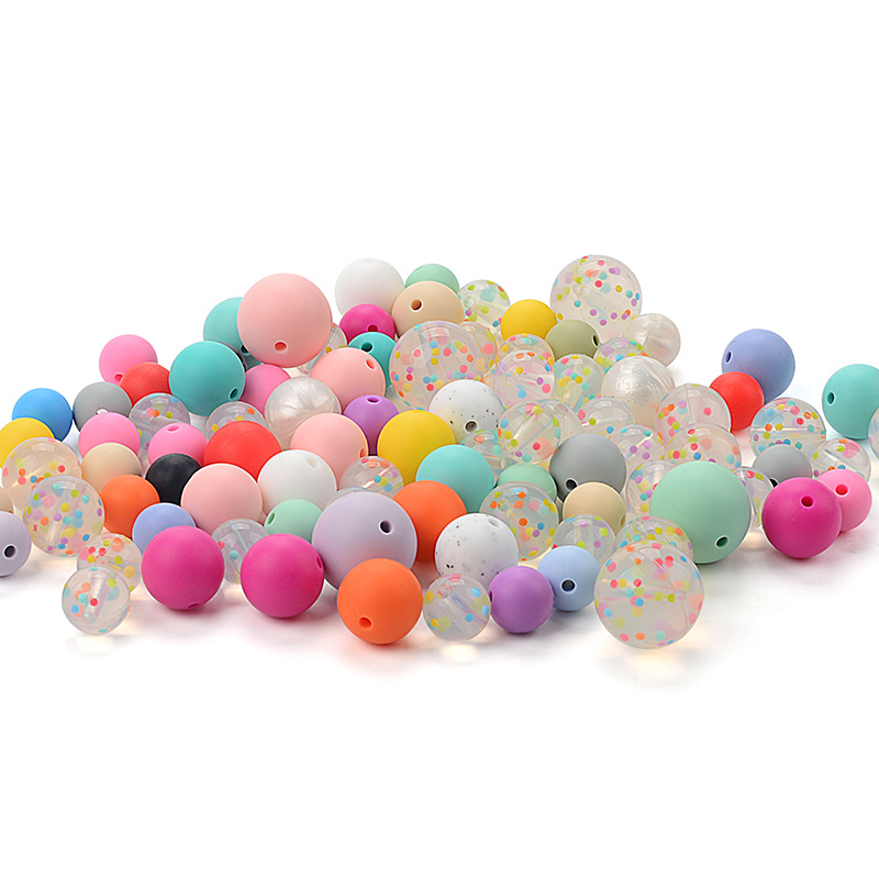 Picture of Transparent Colorful Dot Silicone Beads Jewelry Accessories DIY Handmade Decorative Beads Loose Beads Beading Material Mixed Batch