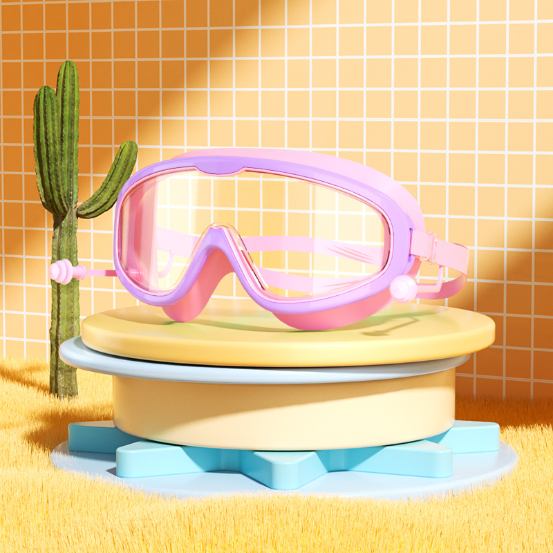 Picture of Factory direct selling children's swimming goggles large frame waterproof anti-fog professional swimming glasses student baby cute wholesale eye protection
