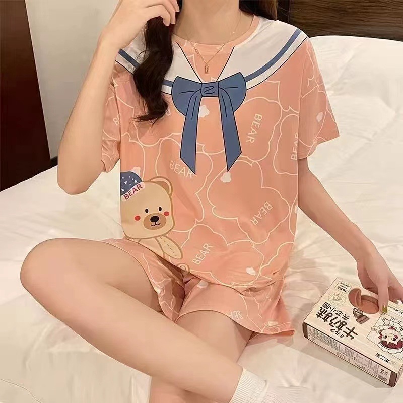 Factory Outlet Pajamas Female Summer Students New Cartoon Short-sleeved Ladies Summer Home Suit Cross-border Southeast Asia