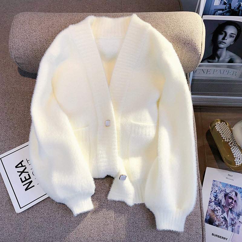 Picture of 2024 New Spring and Autumn Furry Knitted Sweater Cardigan Tops Small Warm Long Sleeve Style Top for Women