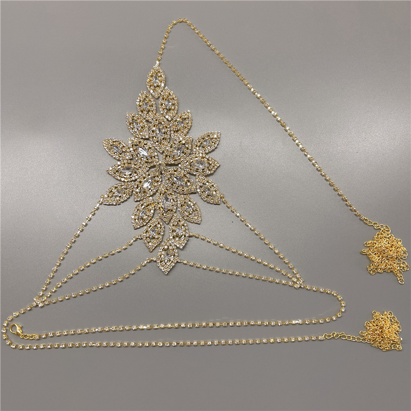 Picture of Rhinestone Flower Bikini Body chain Set Sexy Novel Full Diamond Bra Fashionable Shiny Panties chain