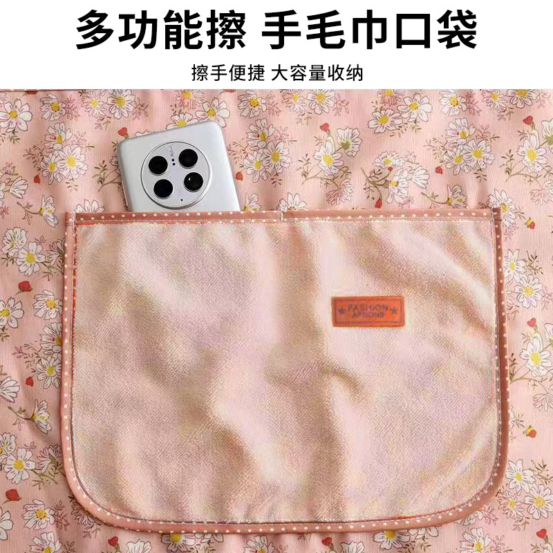 Picture of Canvas Household New Arrival Hand-wiping Apron Kitchen Strap Anti-fouling Breathable Female Princess Skirt Cooking Waist Work Clothes