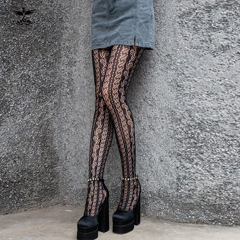 European and American Sexy Hollow Strap Net Stockings Sexy Halter Stockings Black Stockings Stockings Women's Summer Thin Vintage Fishnet Stockings